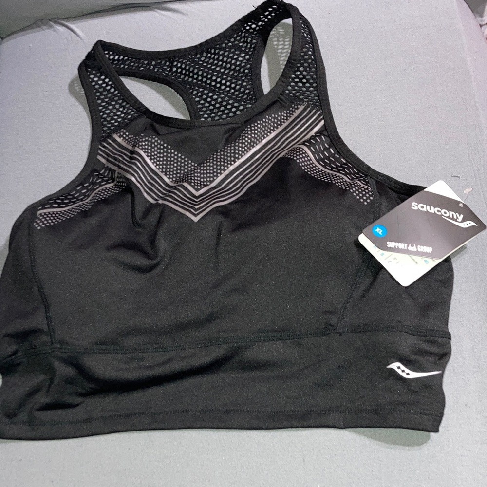 Saucony Black Mesh Sports Bra